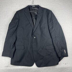 Joseph Abboud Blazer Men 54R Black Flannel Super 110 Reda Italy Wool read*
